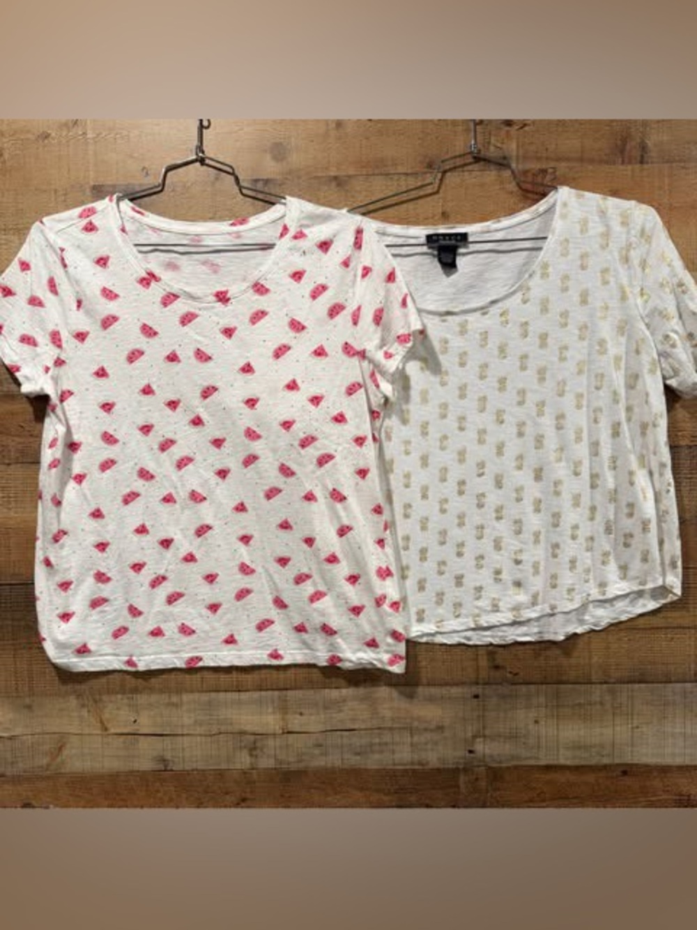Tee Shirt Bundle-Madison Pink Watermelon Print & Grace Gold Pineapple Print